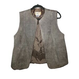 ASTOR Vtg Suede Leather Vest Gray Biker Western Women's Vest Pockets Medium